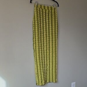 Fashion Nova Lime Green Popcorn Texture Striped Maxi Skirt XS TS30005C